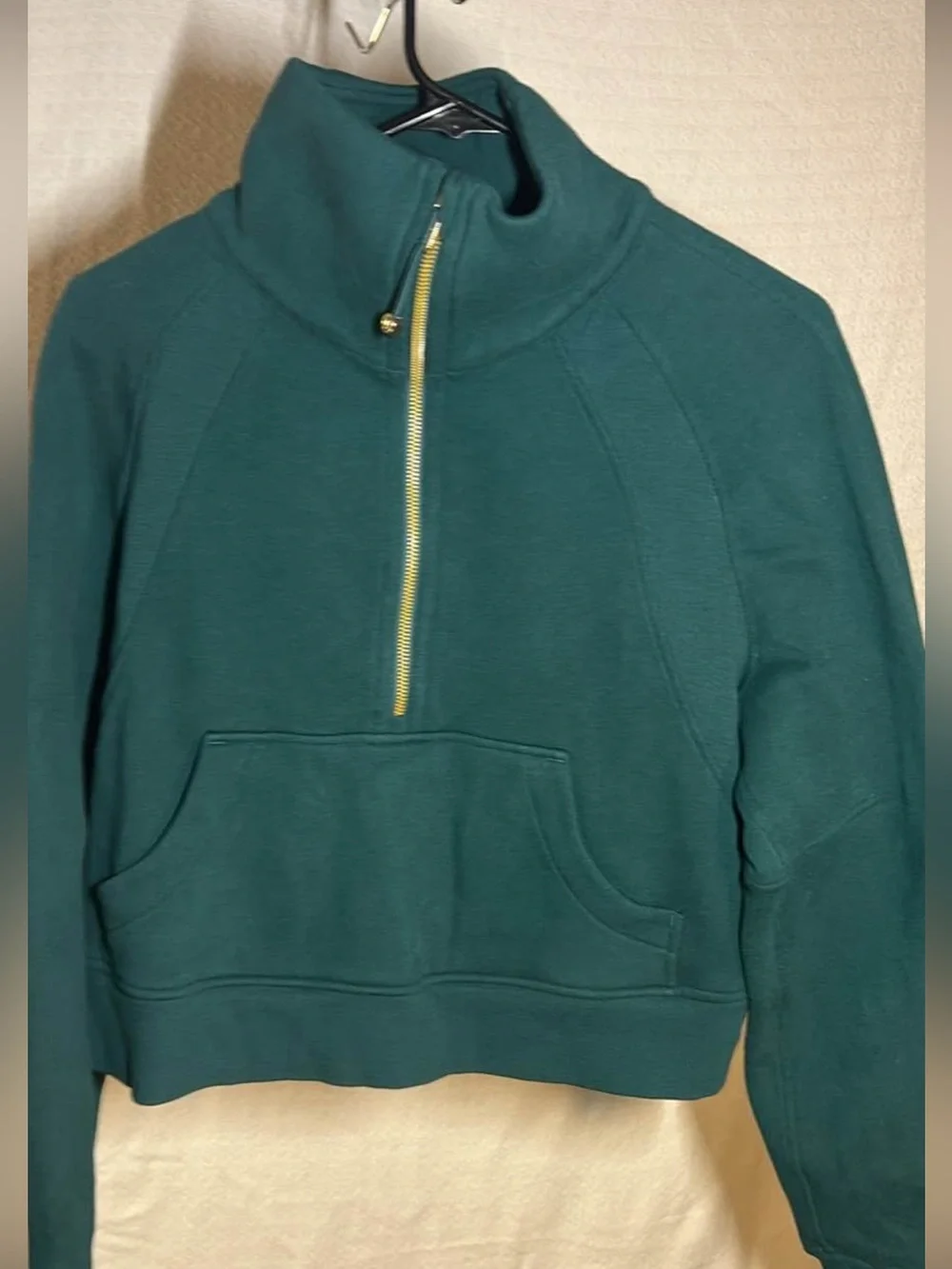 Women's Teal Half-Zip Fleece Pullover Sweater